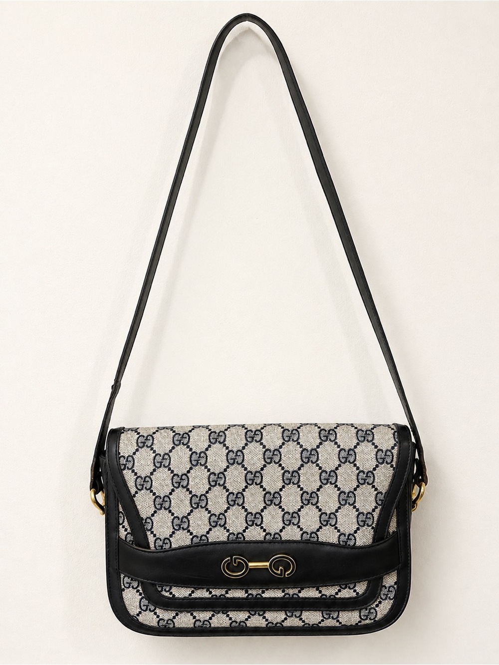 Vintage Gucci Black GG Canvas Shoulder Bag